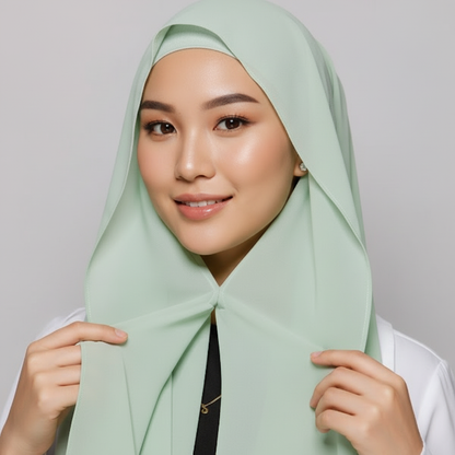 Chiffon hijab with magnetic closure