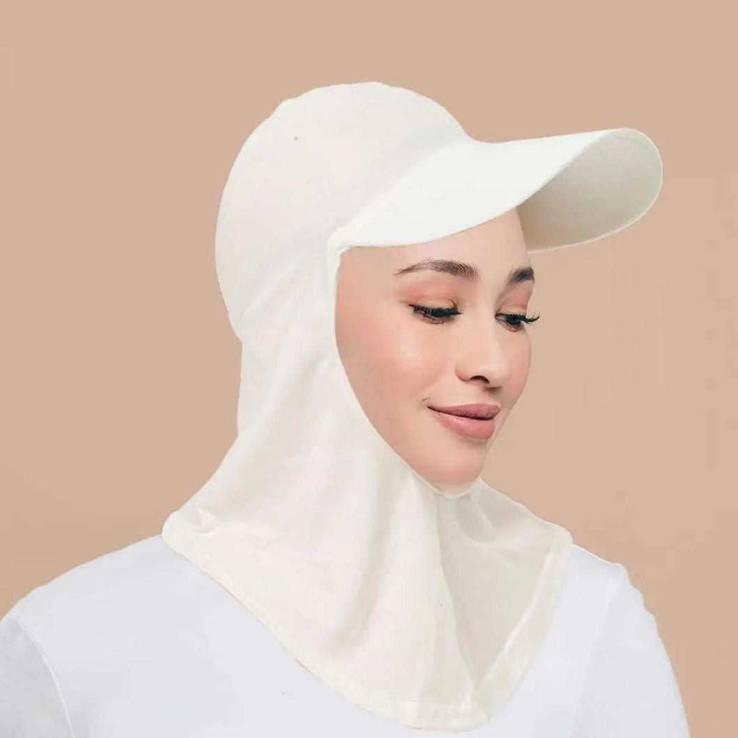 Instant Sports Hijab with Built-In Cap_Blanc
