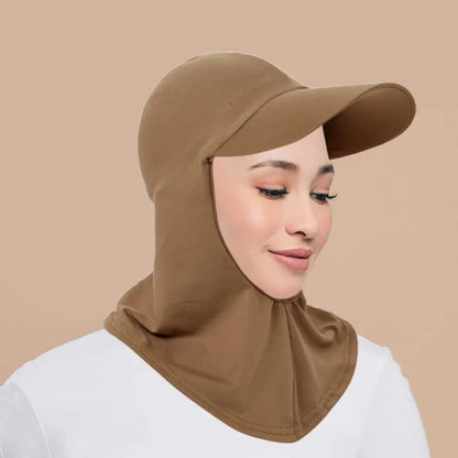 Instant Sports Hijab with Built-In Cap_Caramel