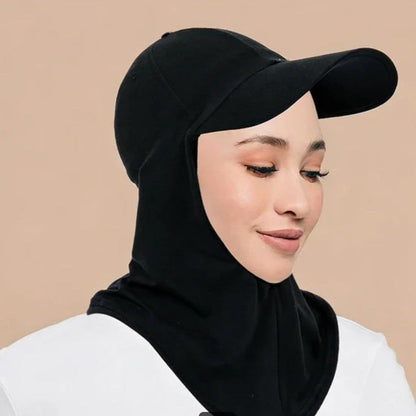 Instant Sports Hijab with Built-In Cap_Noir