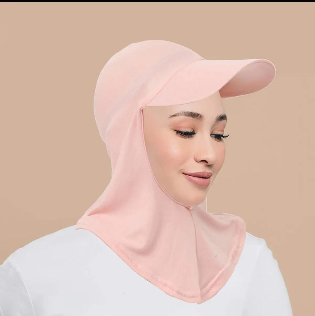Instant Sports Hijab with Built-In Cap_rose
