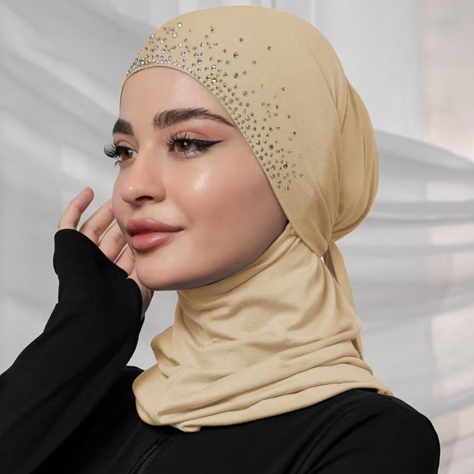 Instant Hijab with Integrated Undercap & Rhinestones