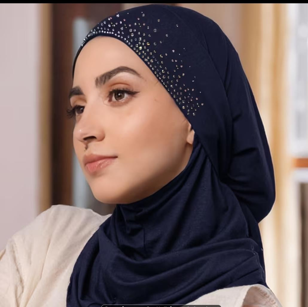Instant Hijab with Integrated Undercap & Rhinestones
