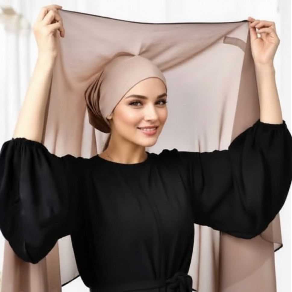 Chiffon hijab with magnetic closure