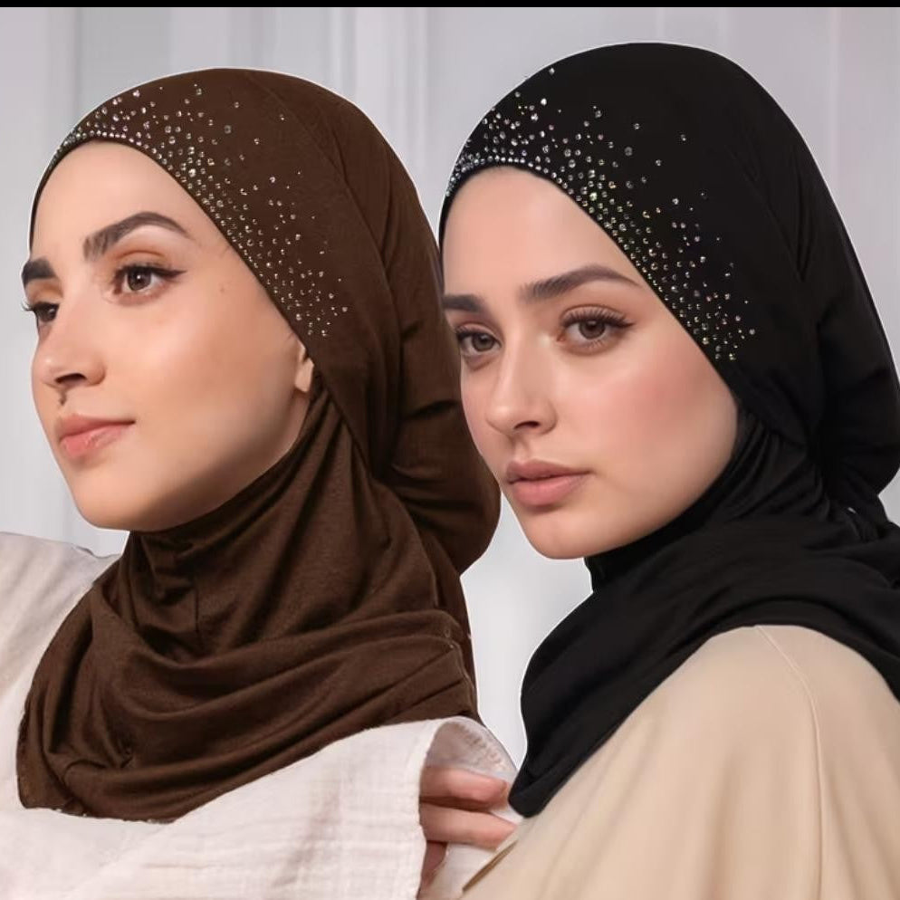 Instant Hijab with Integrated Undercap & Rhinestones