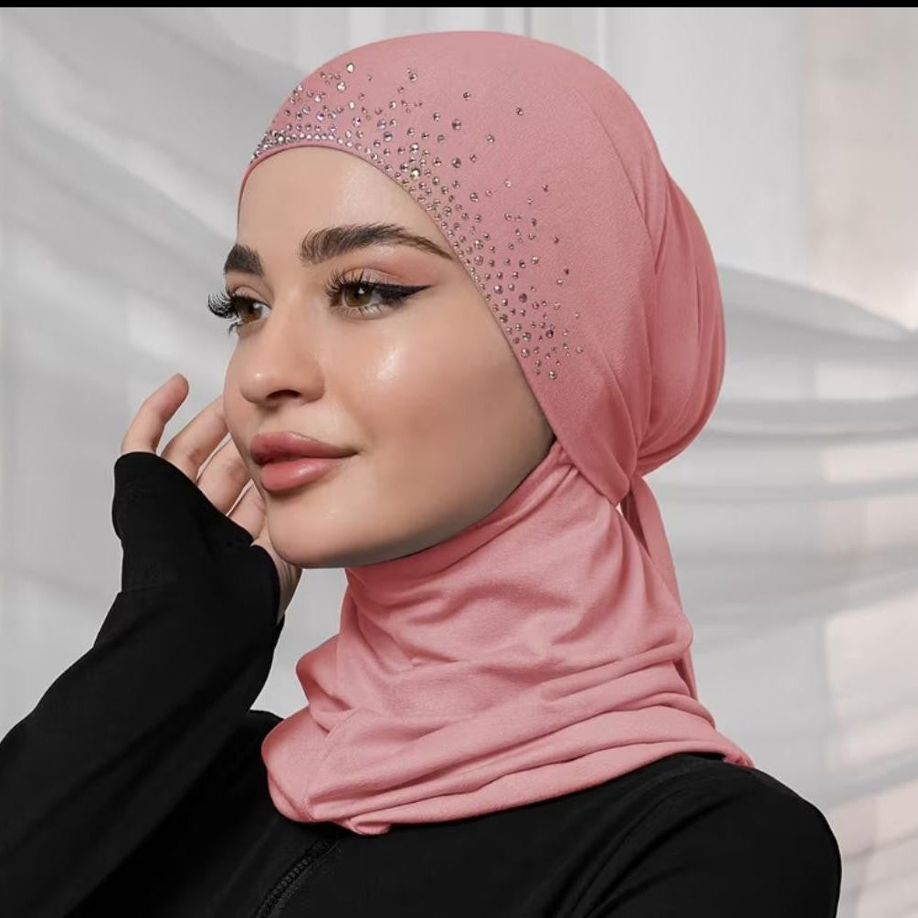 Instant Hijab with Integrated Undercap & Rhinestones