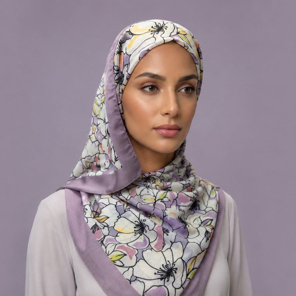 شال قطني بنقشة الزهور
